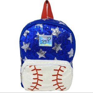 Jojo Siwa Backpack Blue Mini‎ Sequin Baseball USA Flag American Stars Stripes